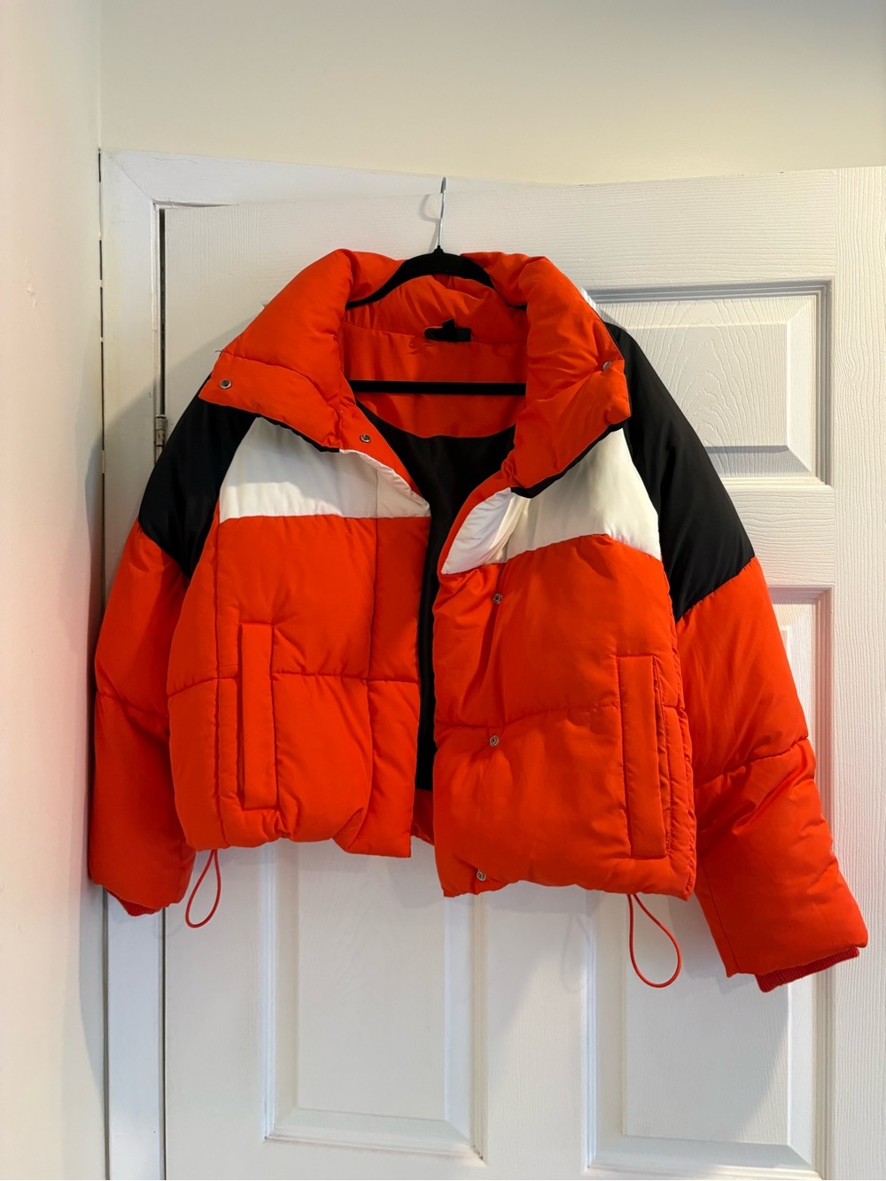 Topshop Petite Bright Orange Quilted Puffer Jacket